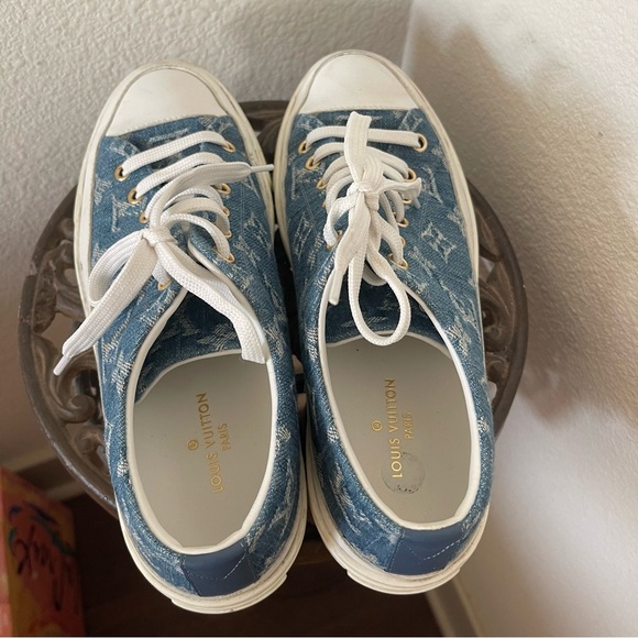 LOUIS VUITTON LV Stellar Low Top Denim Blue Lace Front Sneaker - Picture 4 of 9